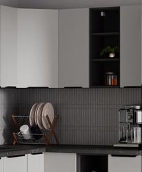 Kuchyňská linka Arona / Monza černá matná / kašmír / ořech okapi, Rohová sestava B, 310 x 250 cm - 3/7