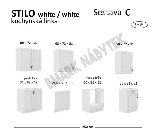 Kuchyňská linka STILO bílá/bílé MDF, Sestava C, 250 cm  - 3