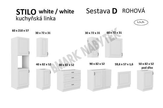 Kuchyňská linka STILO bílá/bílé MDF, Rohova sestava D, 285x170 cm  - 3