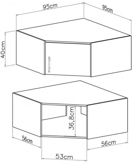 Nástavec na rohovou skříň SMART SRN4 antracit, 95x95 cm  - 3