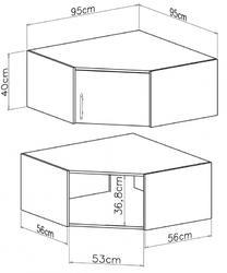 Nástavec na rohovou skříň SMART SRN4 dub sonoma / bílá lux, 95 x 95 cm - 3/4