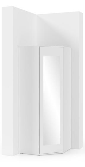 Rohová šatní skříň PK se zrcadlem, v dubu sonoma, bílé matné, grafit nebo v kombinaci artisan/černá, 70 x 70 x 185 cm  - 3