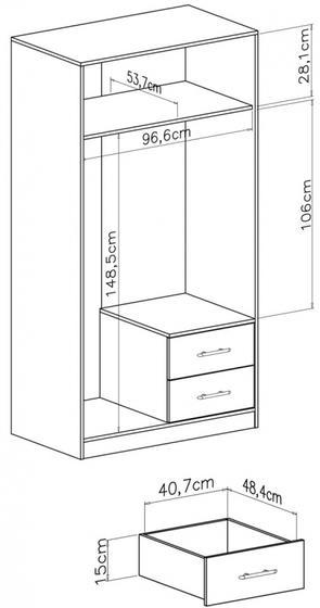 Šatní skříň SMART SRL3 se zrcadlem, antracit, 100 cm  - 3