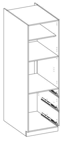 Vysoká skříň na vestavěnou troubu LARA šedá lesk, 60 DPS-210 3S1F, šuplíky Premium Box  - 3