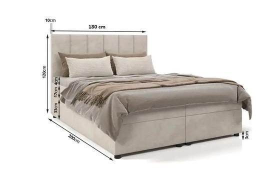 Čalouněná postel boxspring Delta 180 x 200 cm + topper, krémová skladem  - 4