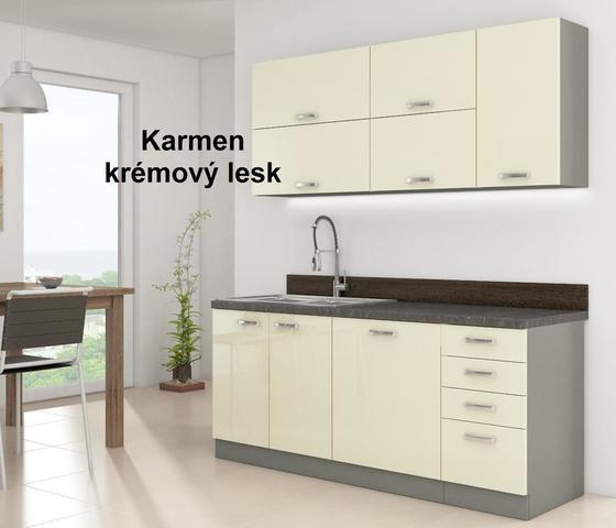 Kuchyňská linka KARMEN krémový lesk / šedá, sestava F rohová   259 x 269 cm  - 4