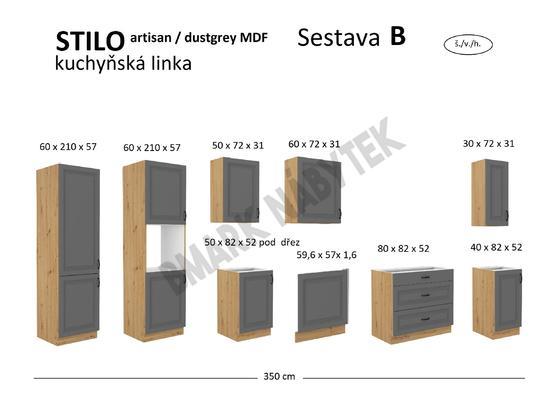 Kuchyňská linka STILO Sestava B, 350 artisan / dustgrey  MDF  - 3
