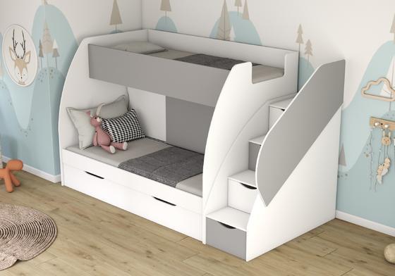 Patrová postel MARTÍNEK, šedá/bílá 80 x 200 cm  - 4