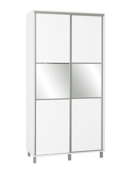 Skříň šatní bílý lesk se zrcadlem v.240 cm  - 4