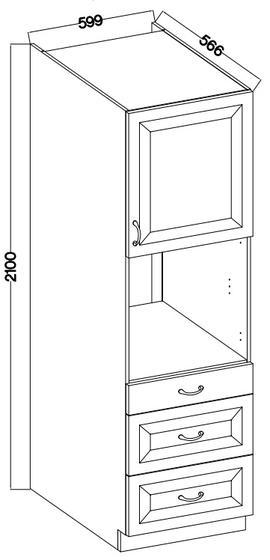 Vysoká skříň na vestavěnou troubu LARA šedá lesk, 60 DPS-210 3S1F, šuplíky Premium Box  - 4