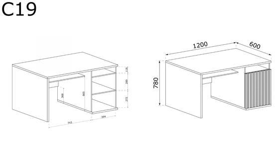 Psací stůl CALI C-19 dub artisan/černý mat, 60 x 120 cm  - 5