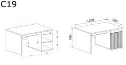 Psací stůl CALI C-19 dub artisan/černý mat, 60 x 120 cm - 5/5