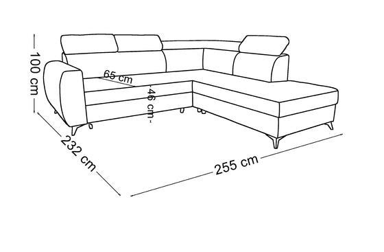 Rohova sedací souprava Winston v šedé látce Element 23, 255 x 100 x 232 cm, levý roh skladem  - 5