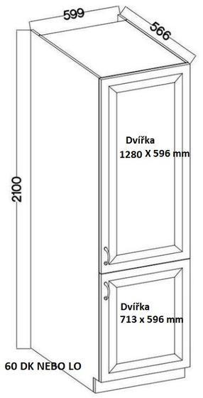 Vysoká lednicová skříň LUNA artisan/dustgrey MDF 60 LO-210 2F  - 5