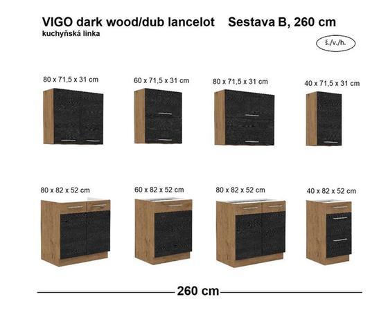 Kuchyňská linka VIGO  dark wood/dub lancelot, Sestava B, 260 cm  - 5