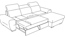Rohová rozkládací sedací souprava Lenti  v šedé látce skladem, 281 x 193 cm - 6/8
