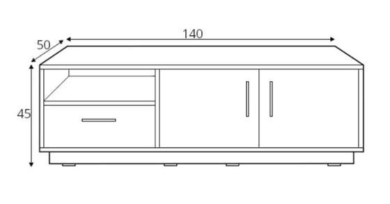 Televizní stolek, 140 SANTIAGO SN-8 bílý lux / dub piškotový  - 8